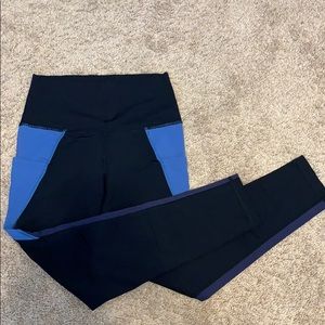 Blue & Black Aerie Play Leggings